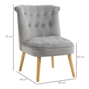 Sedia Imbottita 60x66x79 cm  in Tessuto Vellutato Grigia