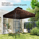 Copertura per Gazebo da Giardino 3x3 m UPF30+ a 2 Livelli in Poliestere Caffè      