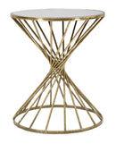 Tavolinetto Hypnos Ø42x50 cm in Ferro MDF e Vetro Oro