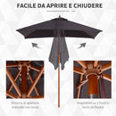 Ombrellone da Giardino 2x1,5 m Palo Ø38 mm in Legno e Poliestere Grigio Scuro