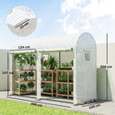 Serra a Tunnel da Giardino 300x100x200 cm per Piante e Orto con 2 Porte Avvolgibili e 4 Finestre in PE Bianco      