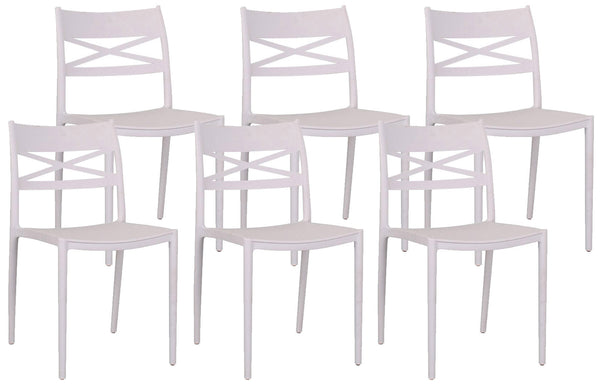 Set mit 6 Stühlen 81 x 46 x 52 cm aus weißem Polypropylen prezzo
