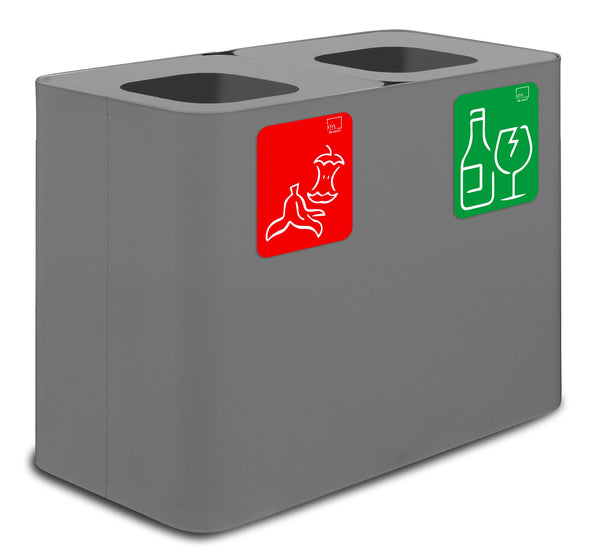 acquista Pattumiera Sistema di Raccolta Rifiuti 77x38xh50 cm In Acciaio Verniciato 2 Scomparti Grigio
