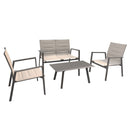 Set Salotto da Giardino Divano 2 Poltrone e Tavolino in Alluminio Taupe