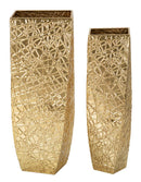 Porta Vasi Squer Coppia 34x34x90 cm - 25x25x78 cm in Ferro Oro      