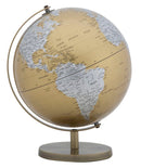 Mappamondo Arancione Ø25x34 cm Metallo e Plastica Oro Ruggine e Argento