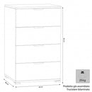 Cassettiera 4 Cassetti Rovere Grigio 60x38x85 h cm in Truciolare bilaminato Rovere grigio