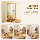Set Mobili da Ingresso con Specchio Mensola e Mobiletto a Parete in Legno e Vetro Naturale      