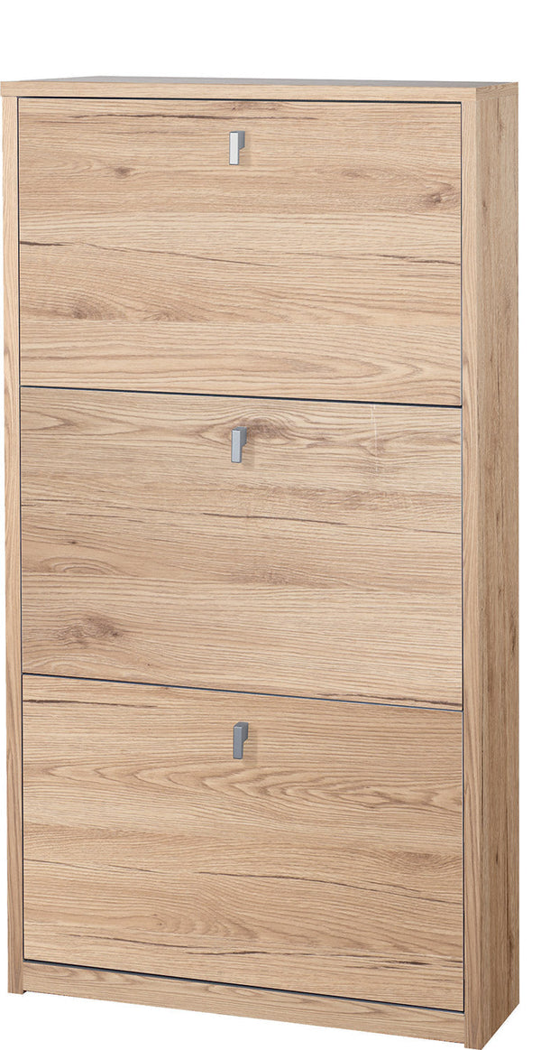 Schuhschrank 3 Türen 63x117x18 cm Eiche natur sconto