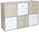 Mobile 5 Ante 2 Cassetti 115x30x77 cm in Legno Truciolare Bianco e Sonoma