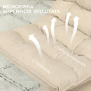 Poltrona Relax Girevole 360° con Schienale Regolabile in 5 Posizioni in Tessuto Effetto Lino Beige      