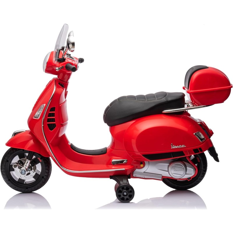 Moto Elettrica per Bambini Piaggio Vespa GTS SUPER 12V Full Optional con Bauletto Rosso 
