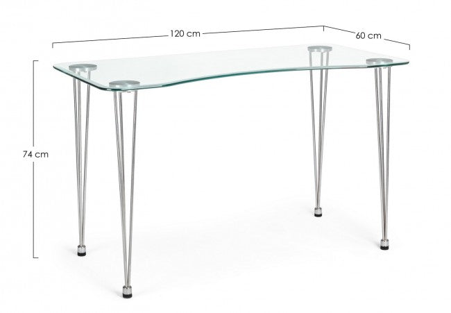 Scrivania Rondò 120x60 in Vetro Bianca