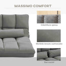 Divano Letto da Terra 130x73x60 cm con Schienale Reclinabile su 7 Livelli e Cuscini Grigio Carbone      