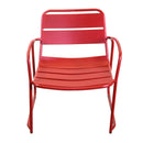 Set Tavolino e 2 Poltrone da Giardino in Metallo Bistro Rosso