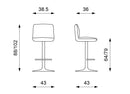 Set 2 Sgabelli 38,5x36x88/102 cm in Tessuto Jimmy Grigio Chiaro