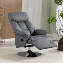 Poltrona Relax Girevole 78x80x109 cm Reclinabile 130° con Poggiapiedi Braccioli Svasati in Finta Pelle Grigio      