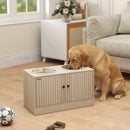 Portaciotole per Cani 60x30x35,5 cm con 2 Ciotole da 2L in Acciaio Inox e Armadietto Inferiore in Legno Rovere      