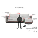 Copridivano con Penisola Destra in Poliestere e Cotone Grigio Scuro Varie Misure