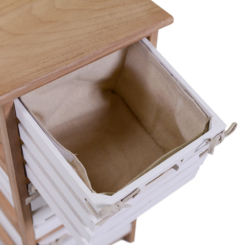 Cassettiera 6 Cassetti in Legno 58x30x66cm Arianna Naturale e Bianca