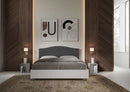 Letto Matrimoniale con Rete e Contenitore Alzata Comoda Struttura Bianco Frassico e Testata in Microfibra Grace Grigio Varie Misure
