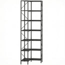 Libreria ad Angolo 60x60x198 cm a 7 Ripiani StileIndustriale Telaio in Metallo Effetto Legno Nero      