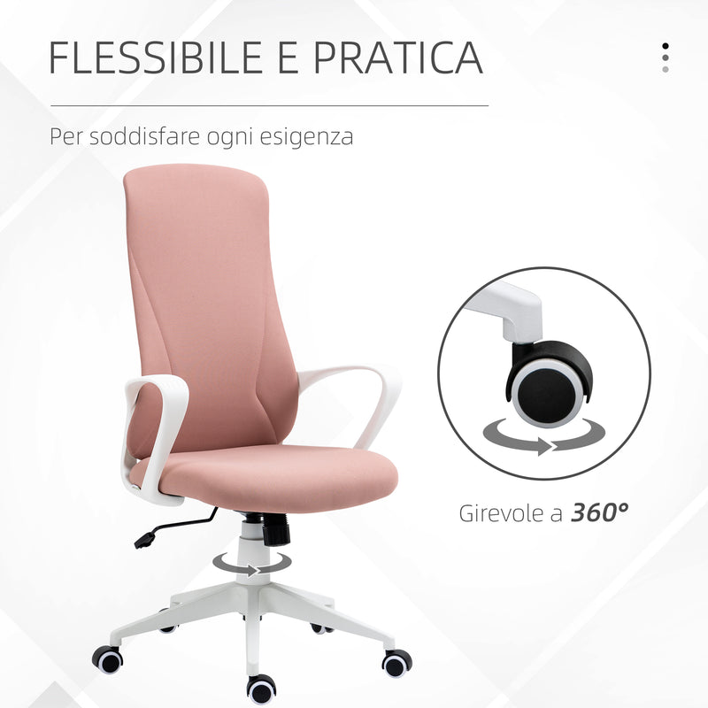 Sedia da Ufficio Ergonomica 62x56x110-119,5 cm Altezza Regolabile e Dondolo Seduta in Tessuto Elastico Rosa  