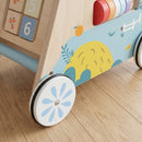 Carrello Primi Passi per Bambini 1-3 Anni 37x33,5x47,5 cm con Pannello Attività Bifacciale Rimovibile in Compensato      