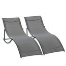 Set 2 Lettini Prendisole Pieghevoli 61x165x63 cm in Alluminio e Textilene Nero e Grigio Scuro