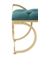 Panca Glam Luxy Verde 103x43x47 cm in Ferro e MDF e Spugna e Poliestere Verde e Oro