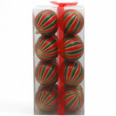 Box 16 Palle di Natale Ø8 cm in Plastica Rosso e Verde      