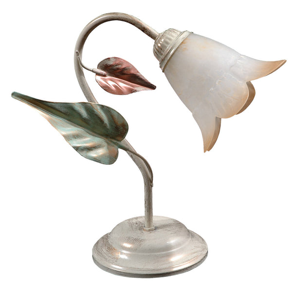 prezzo Lampe 1xE14 Antik Rahmen weiß schattiert Bernsteinglas E-Energy Giulia