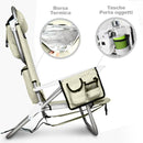 Spiaggina Pieghevole Sedia Spiaggia Alluminio con Borsa Termica e Spallacci Beig
