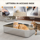 Lettiera Chiusa per Gatti XXL a 2 Porte 70x50x46,5 cm Vaschetta in Acciaio Inox Grigio   