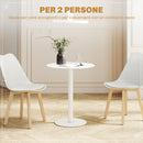Tavolo da Pranzo Rotondo per 2 Persone Ø60x72 cm in Acciaio Bianco  
