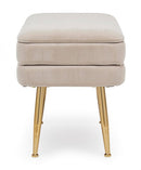 Panca Singola Contenitore Pavlina in Tessuto effetto Velluto Beige