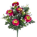 Set 4 Bouquet Artificiali di Aster Pon Pon Altezza 42 cm Marrone/Ciliegia/Bordeaux