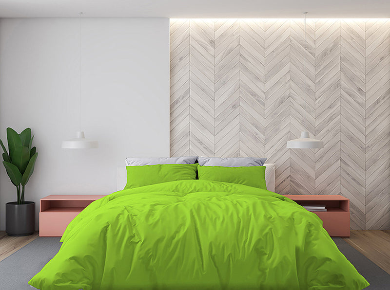 Copripiumino Matrimoniale con Sacco e Federe Tinta Unita Verde Mela