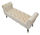 Panchetta Paris 120x40x60 cm in Legno Spugna Metallo e Poliestere Crema Nero e Oro