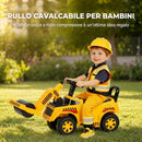 Ruspa Cavalcabile per Bambini 1-4 Anni 95x29x41 cm con Rullo Compressore Sollevabile Clacson e Vano Sotto Sedile in PP Giallo      