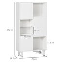 Credenza 4 Ripiani 3 Ante 70x24,3x132 cm in Legno Bianco