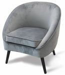 Poltrona Imbottita in Velluto con Gambe in Legno Soriani Grigio Chiaro