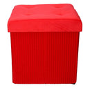Pouf Contenitore Pieghevole 38x38xh38 cm in Velluto Rosso