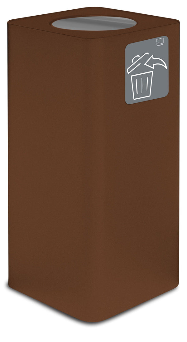 prezzo Pattumiera Per Raccolta Rifiuti 38x38xh80 cm In Acciaio Verniciato con Coperchio Basculante Marrone