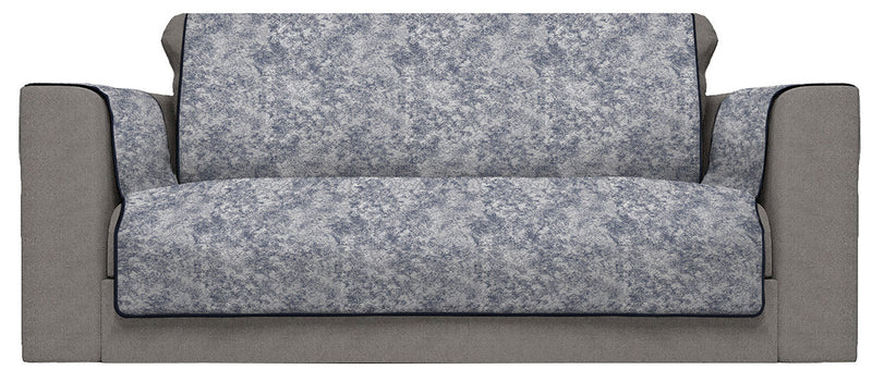 Copridivano con Copri Braccioli in Poliestere e Cotone Blu Scuro Varie Misure