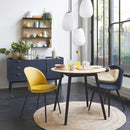 Set 4 Sedie Imbottite 49x52x79 cm in Velluto Blu e Nero