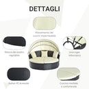 Divano Letto da Esterno Conchiglia con Poggiapiedi e Tenda Parasole in Rattan Sintetico Nero 