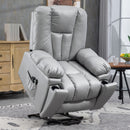 Poltrona Alzapersona Elettrica Massaggiante a 8 Punti 1 Motore 94x96x106 cm in Microfibra Grigio
