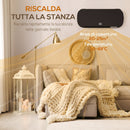 Stufa Elettrica a Basso Consumo da Parete 2000W con Telecomando Temperatura Regolabile e Timer 12 Ore Nero      