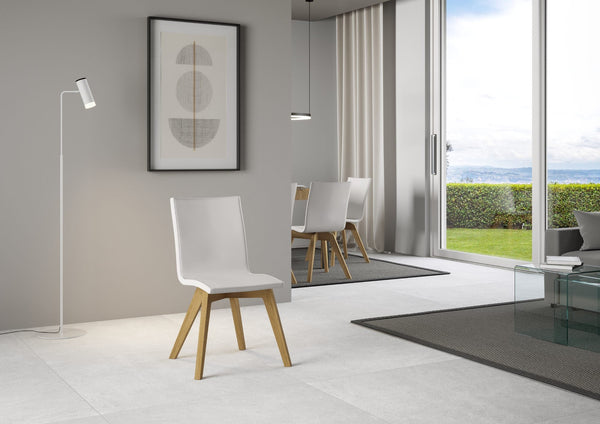 acquista Sedia 52x52x87 cm Trudy gambe quercia in Similpelle Bianco